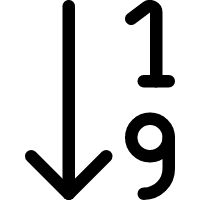 Icône de tri numérique croissant
